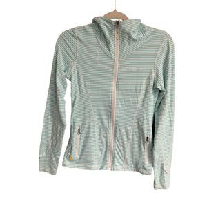 Lole Essential X-Small Blue & White Stripe UPF 50 Full Zip Cardigan Jacket EUC